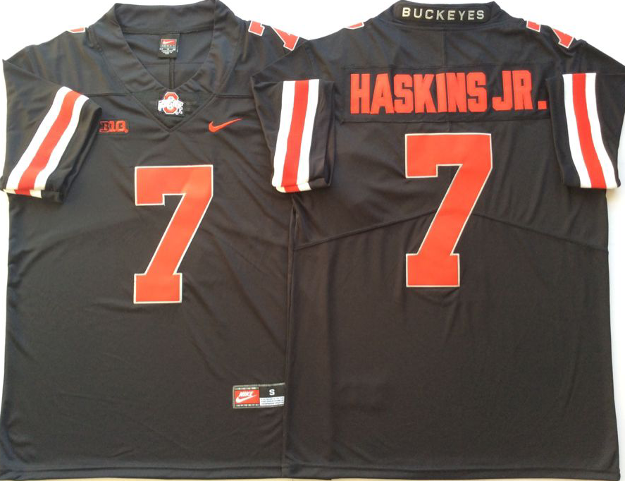 NCAA Men Ohio State Buckeyes Black #7 HASKINS JR.->ncaa teams->NCAA Jersey